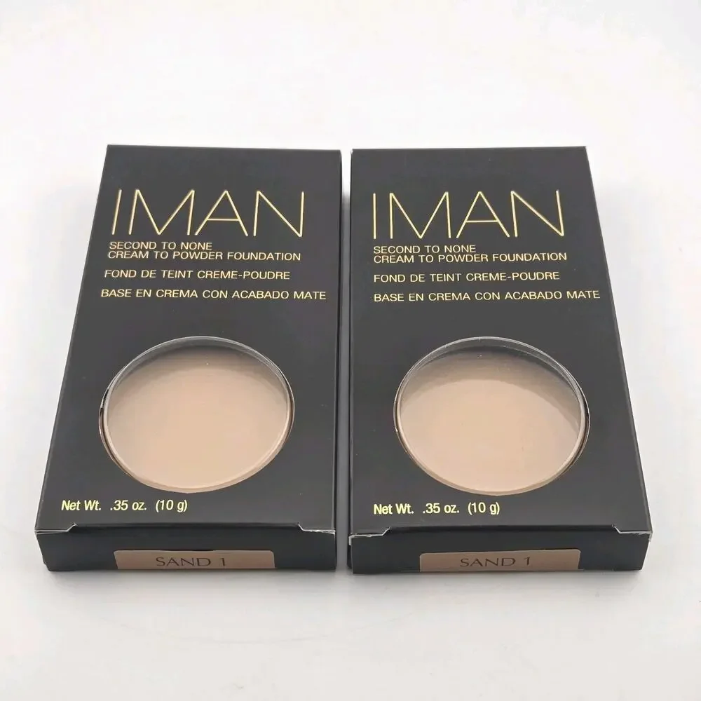 IMAN Second to None Cream to Powder Foundation SAND 1 Set Of 2 NIB Sealed .35oz